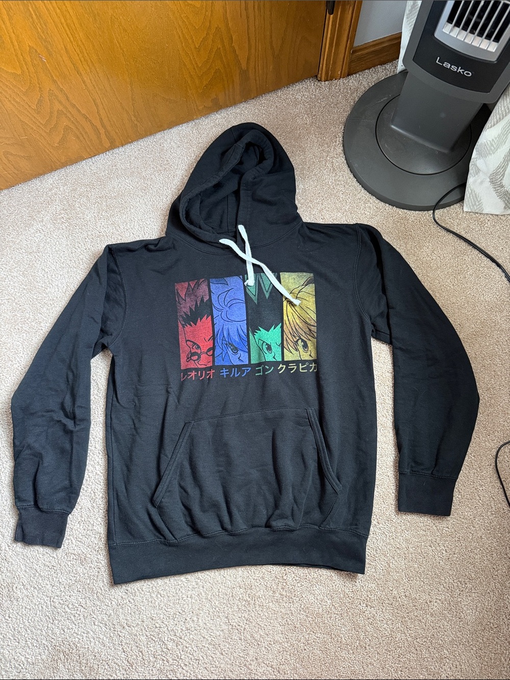 Hunter x Hunter Anime Hoodie Black Graphic Print Pullover. Size Large Unisex